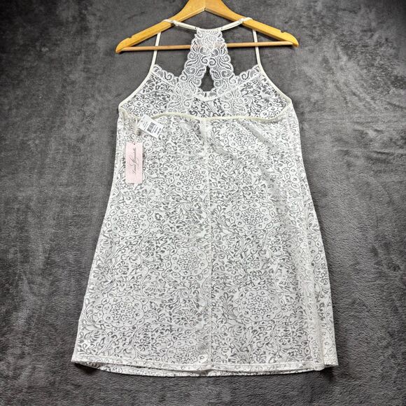 Linea Donatella NWT Lace Nightgown Chemise Slip Dress White Honeymoon Med D175 - Picture 3 of 8